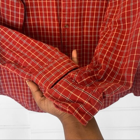 FILA SPORT THE COLLECTION RED FRONT POCKET PLAID BUTTON  DOWN COTTON MEN LARGE - Picture 10 of 12